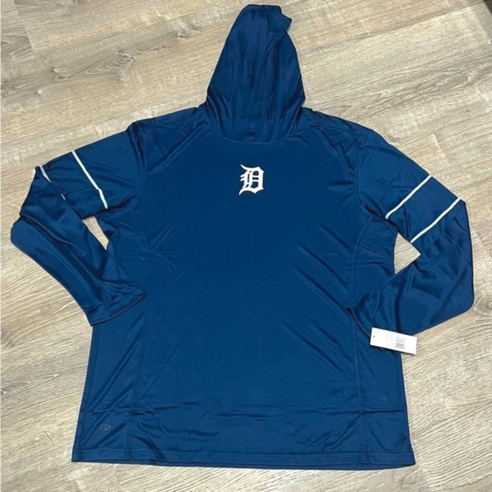 Detroit Tigers Navy Blue Hooded Long Sleeve Shirt